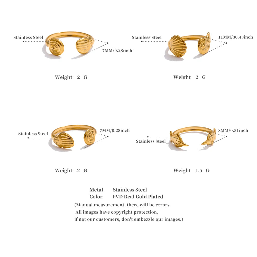 Adjustable Shell Open Ring