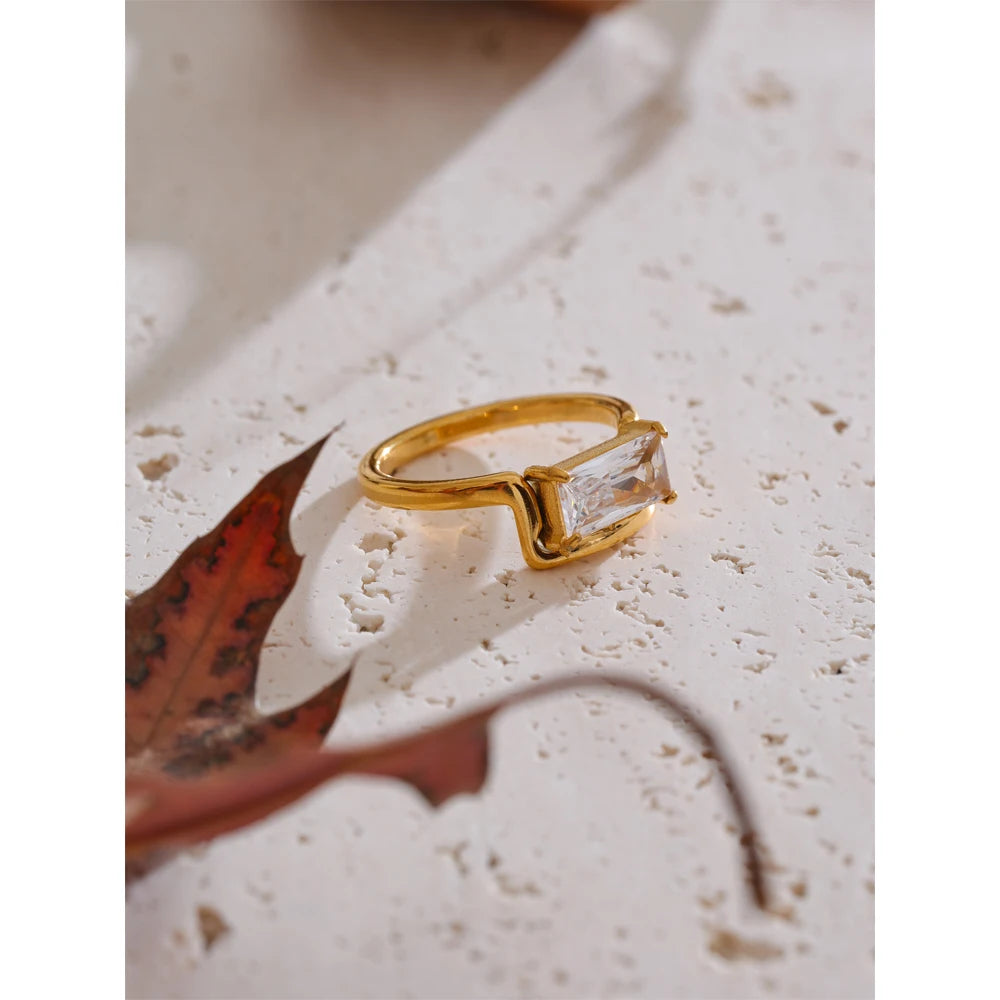 Emerald Cut Crystal Ring