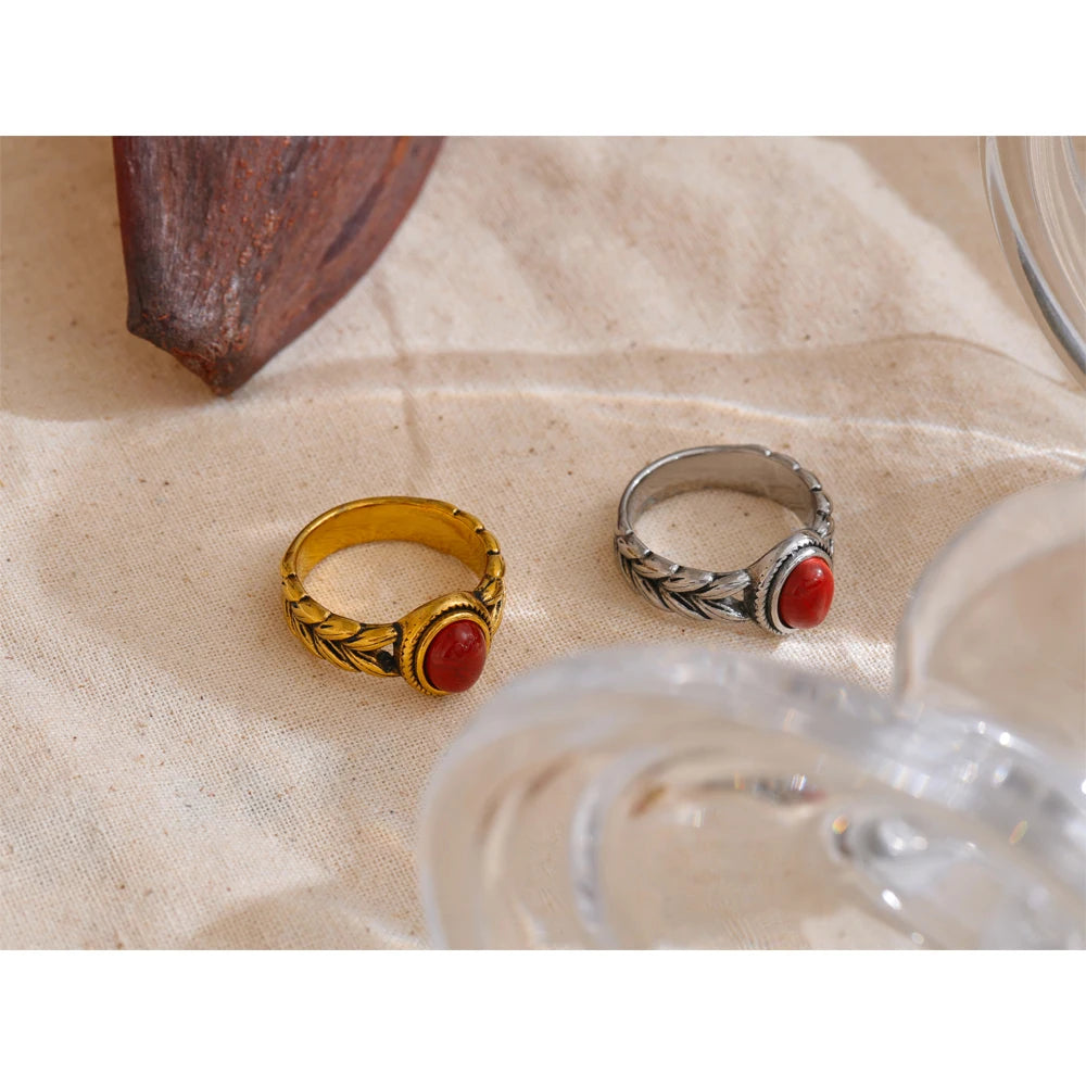 Garnet-Inspired Oval Ring