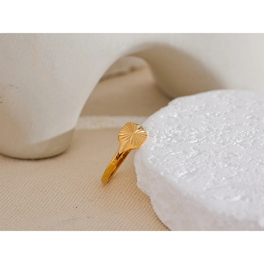 Minimalist Sunburst Signet Ring