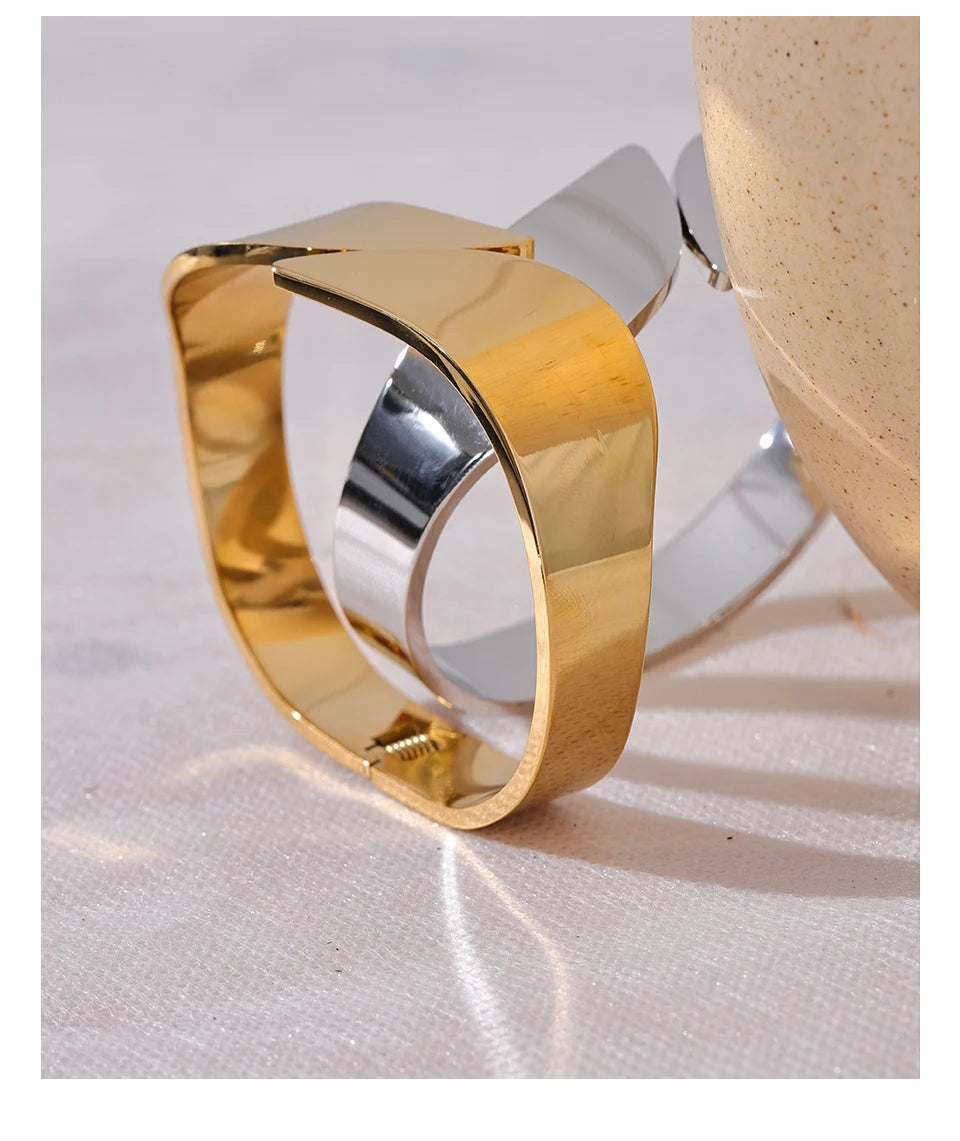 Golden Geometric Bangle Bracelet