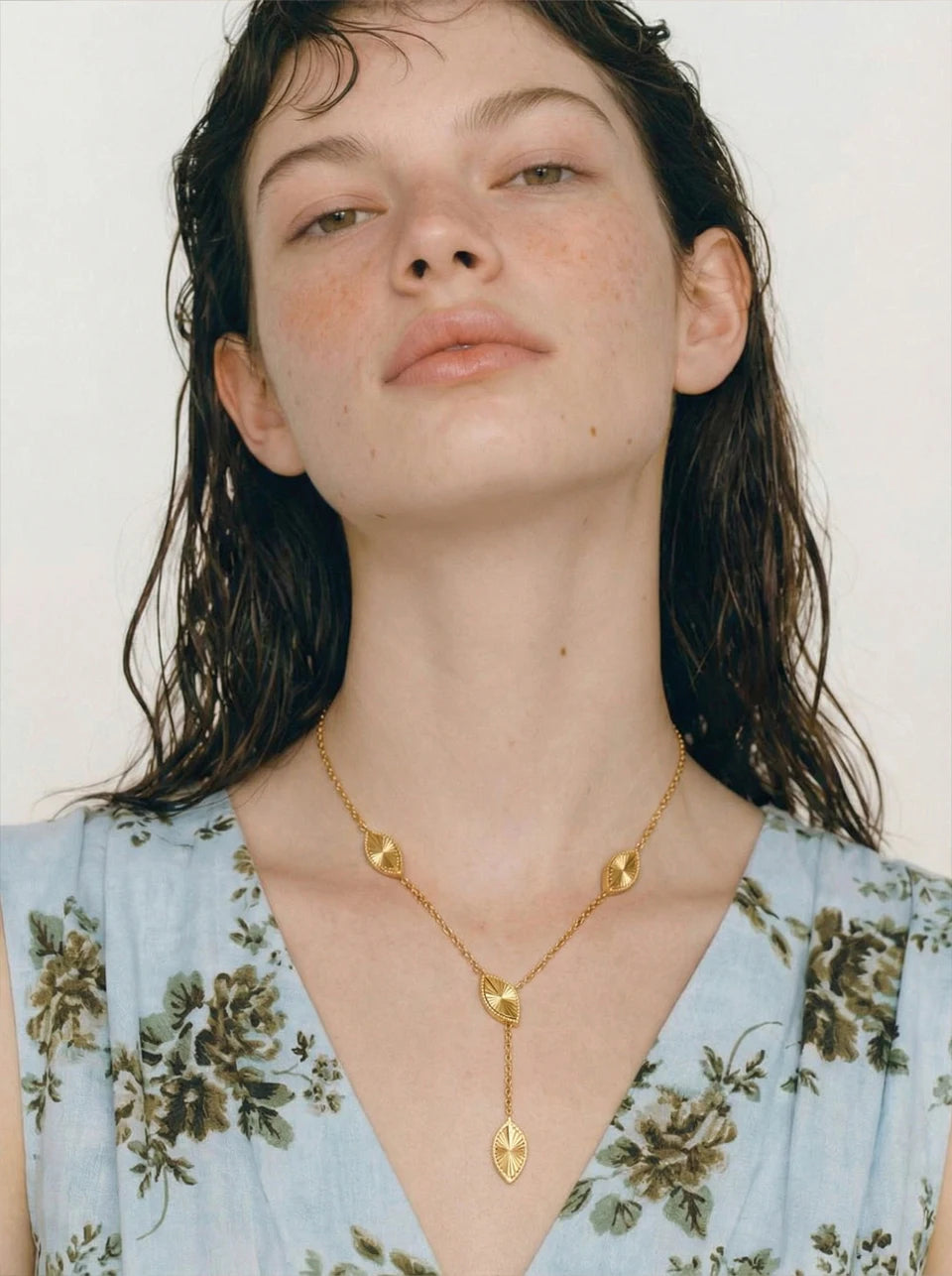 Golden Drop Lariat Necklace