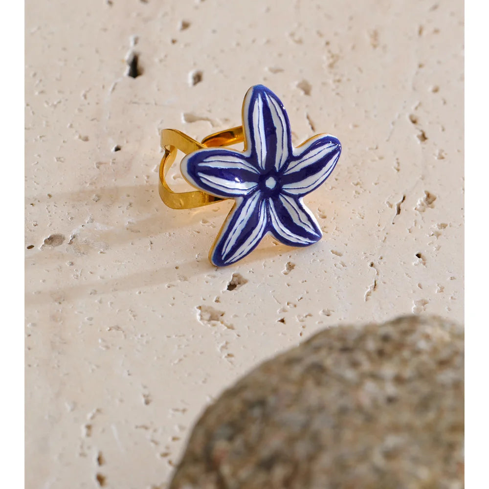 Blue Blossom Statement Ring