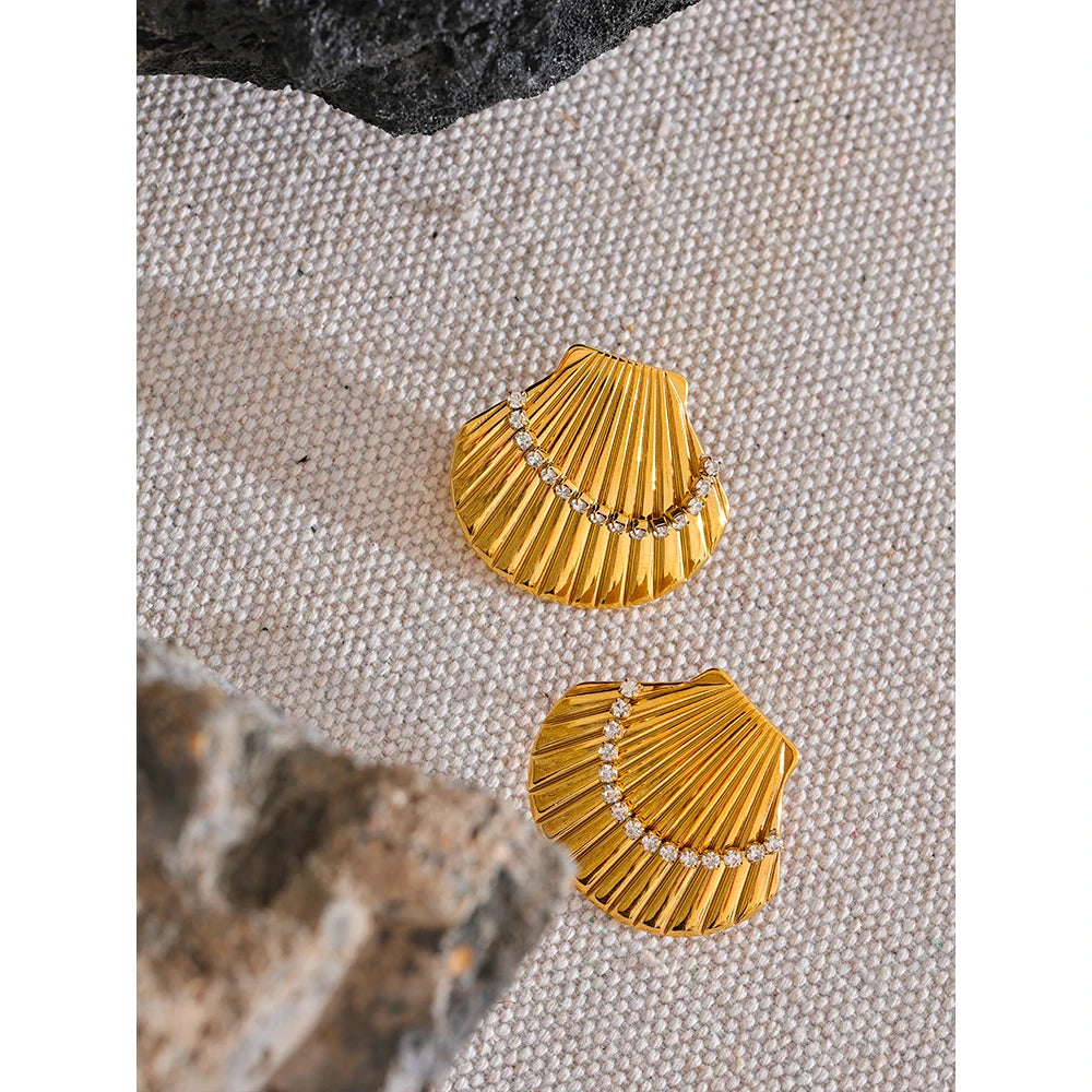 Golden Shell Stud Earrings
