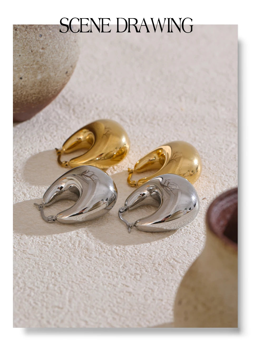 Sculptural Teardrop Hoops