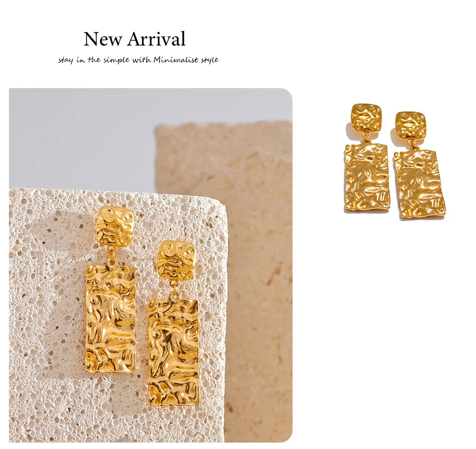 Textured Rectangle Drop Earrings