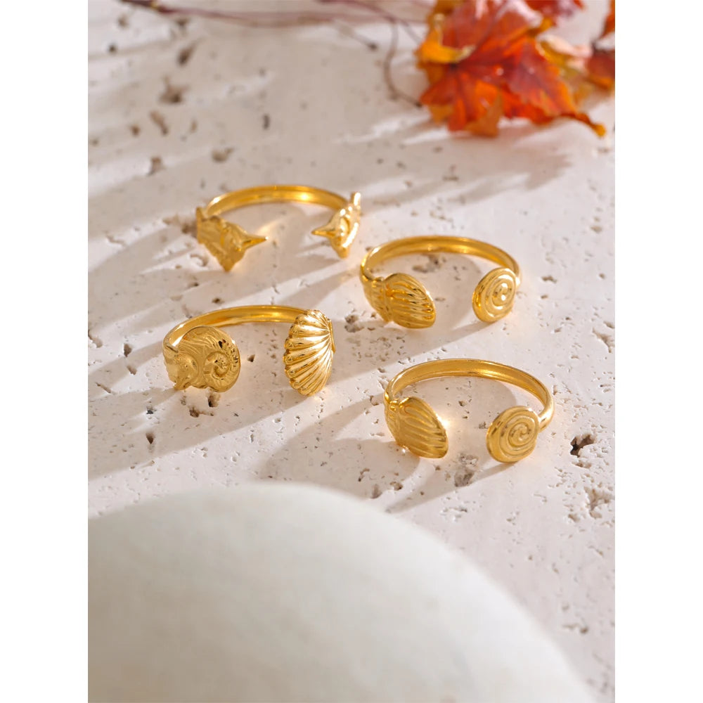Adjustable Shell Open Ring