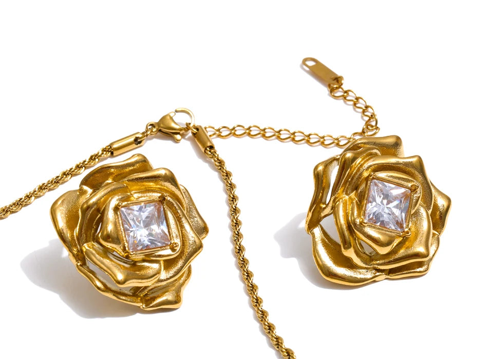 Rose Crystal Jewelry Set