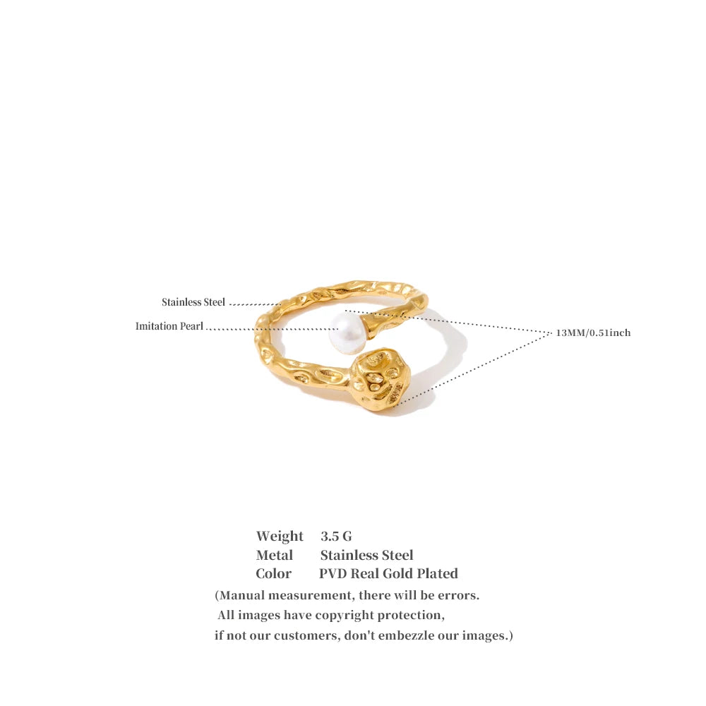 Hammer Pearl Adjustable Ring