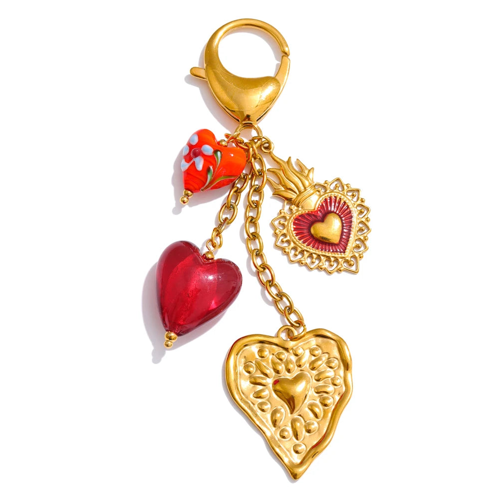 Sweet Romantic Heart Pendant Keychain