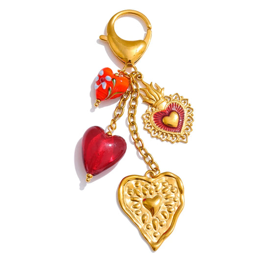 Sweet Romantic Heart Pendant Keychain