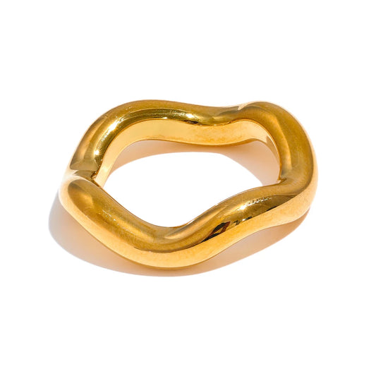 Golden Trendy Geometric Ring