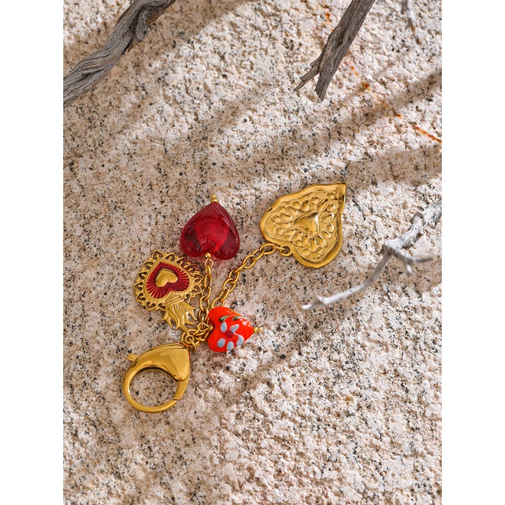 Sweet Romantic Heart Pendant Keychain