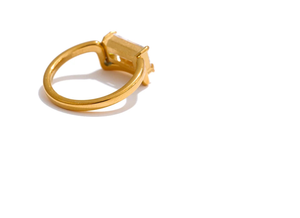 Emerald Cut Crystal Ring