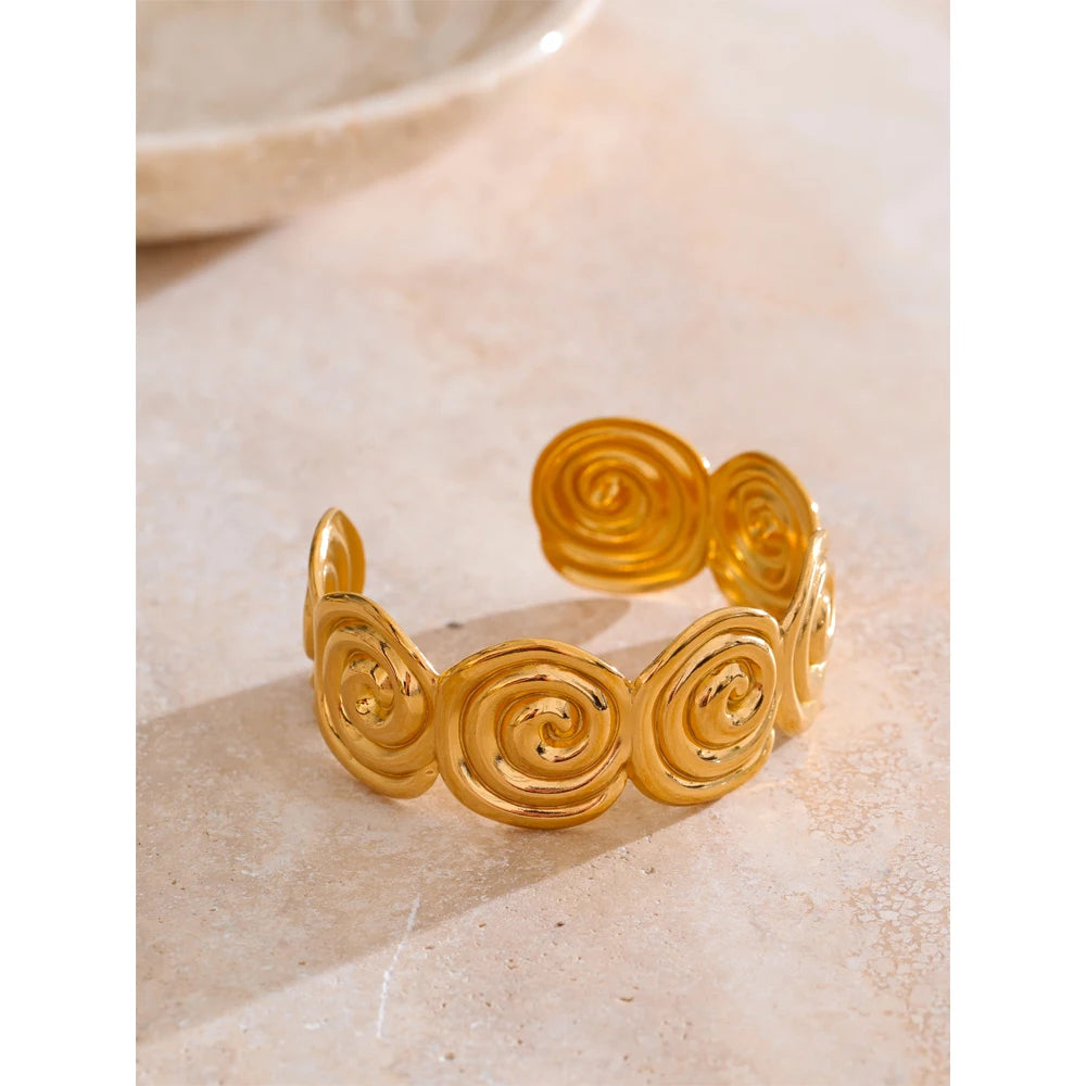 Spiral Gold Cuff Bracelet