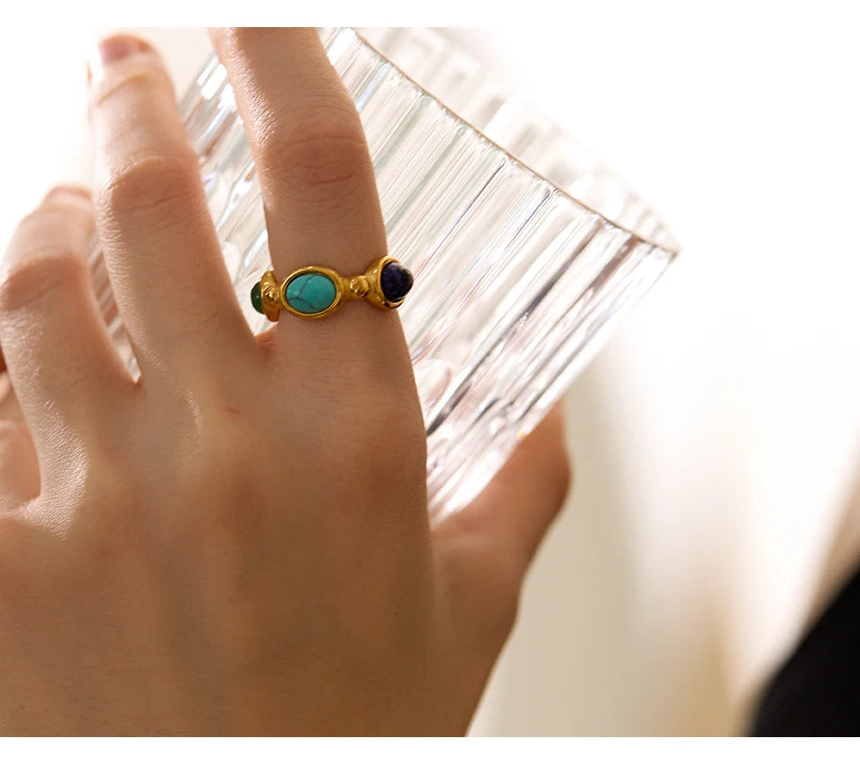 Elegant Geometric Stone Ring