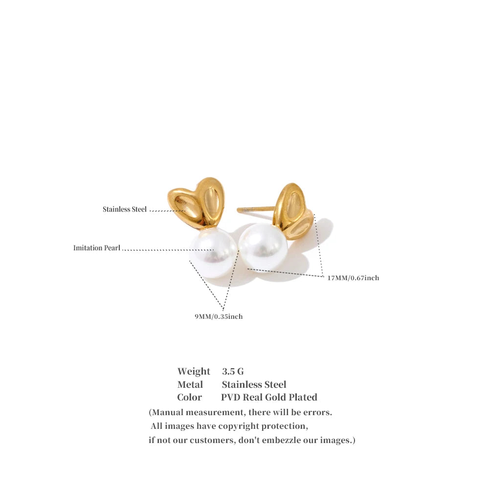Pearl Heart Studs