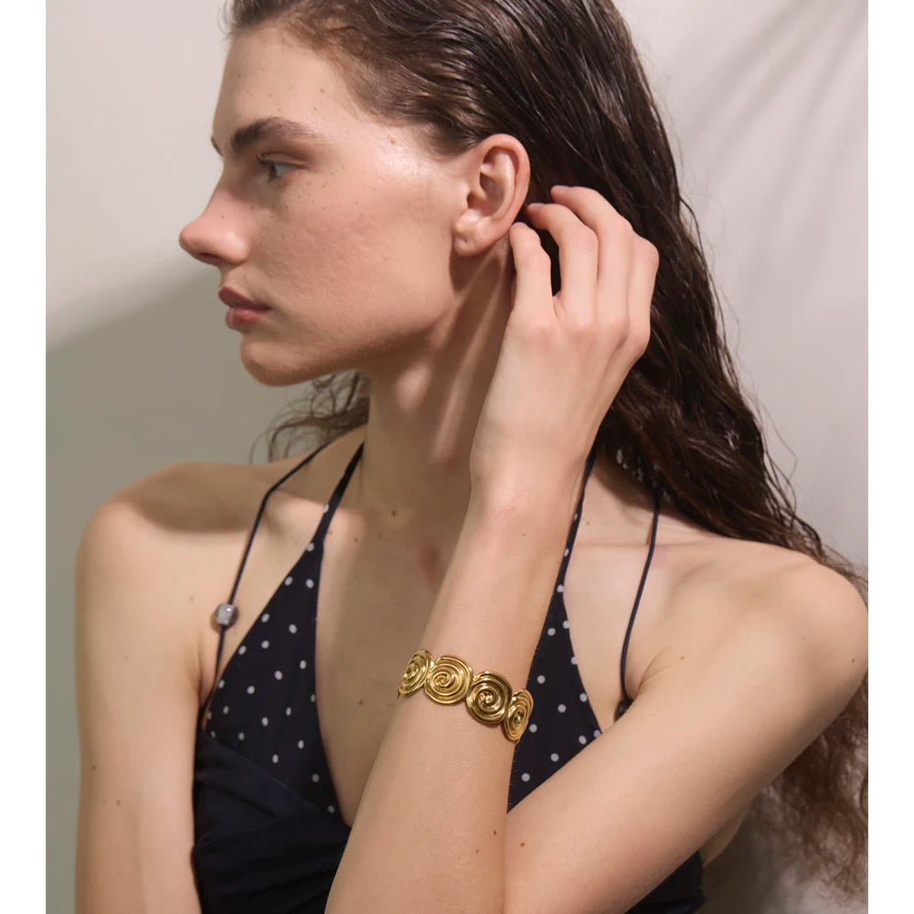 Spiral Gold Cuff Bracelet
