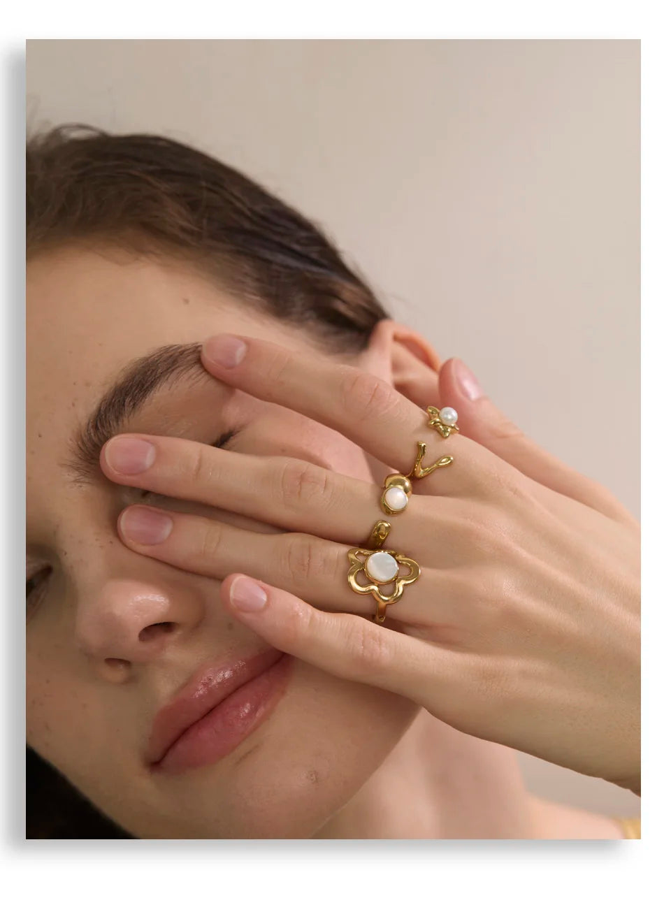 Pearl Flower Open Adjustable Ring