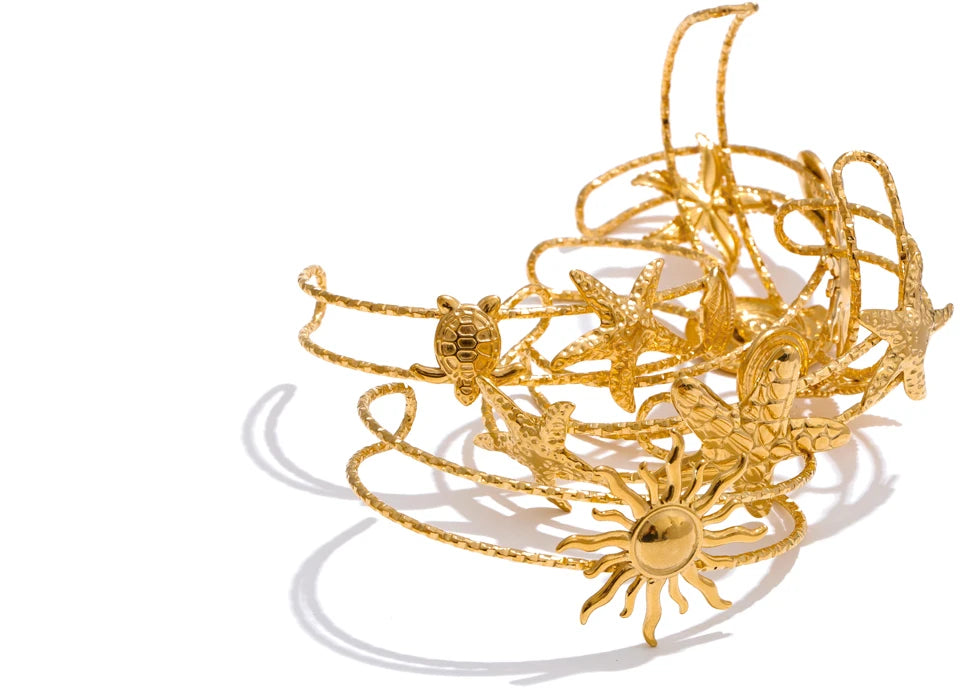 Sun & Star Bangle Bracelet