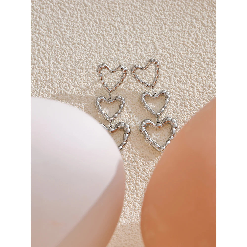 Triple Heart Earrings