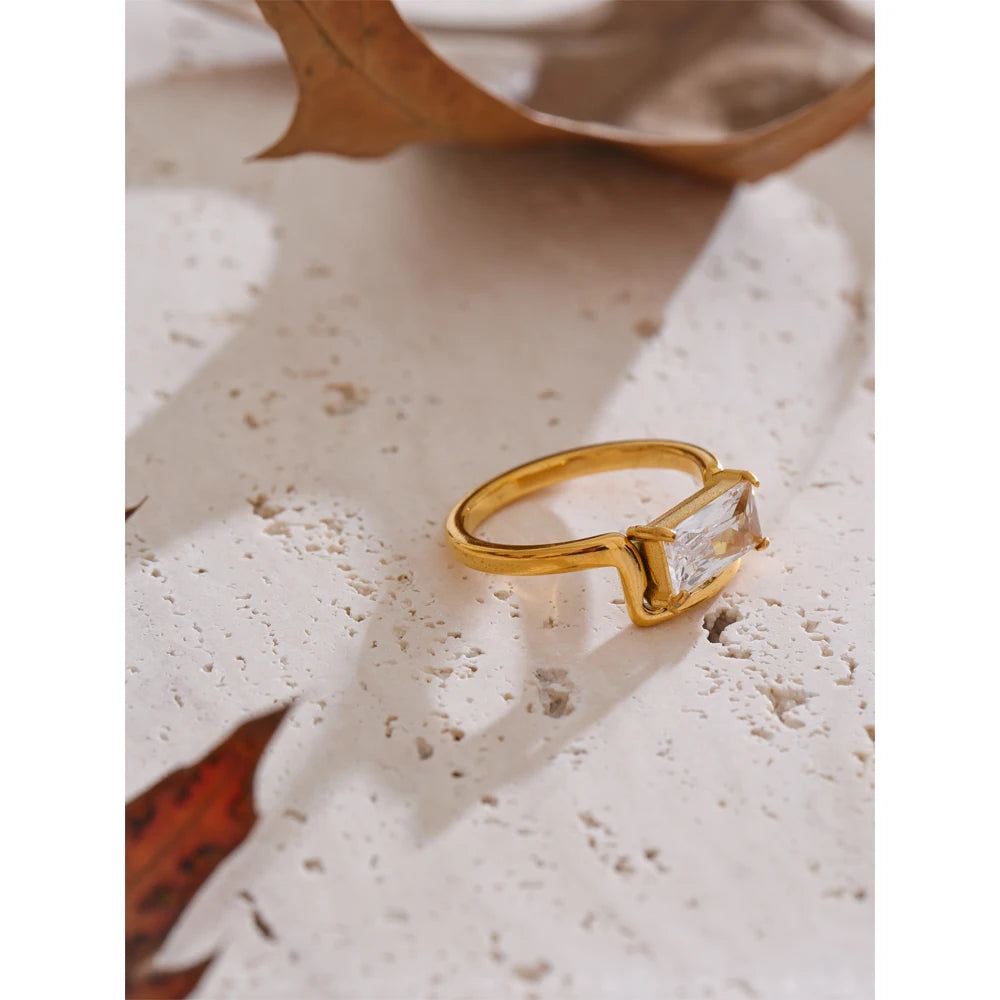 Emerald Cut Crystal Ring