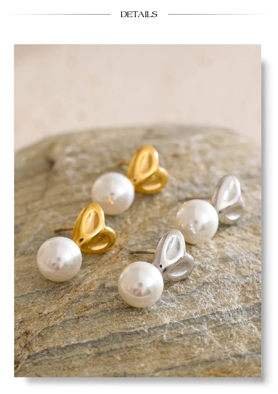 Pearl Heart Studs