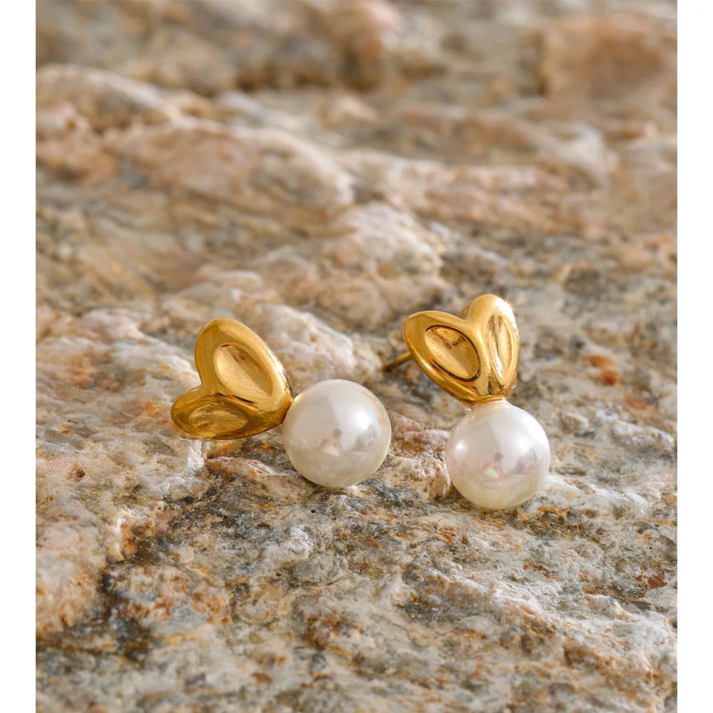 Pearl Heart Studs