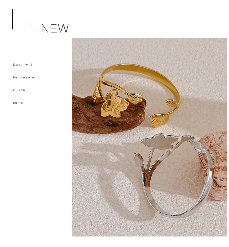 Botanical Open Cuff Bracelet
