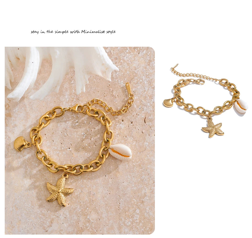 Golden Charm Link Bracelet