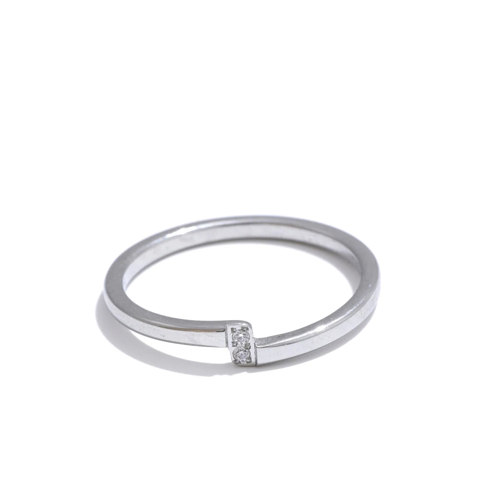 Minimal Crystal Band Ring
