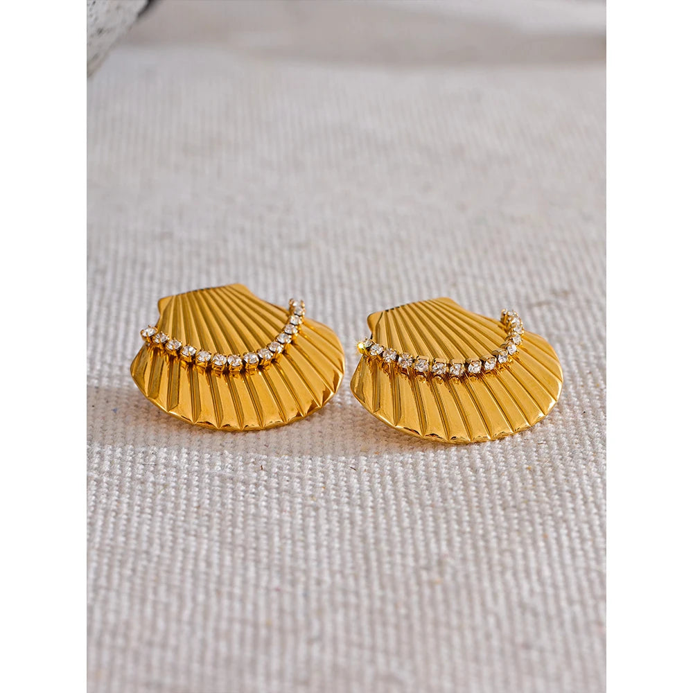 Golden Shell Stud Earrings