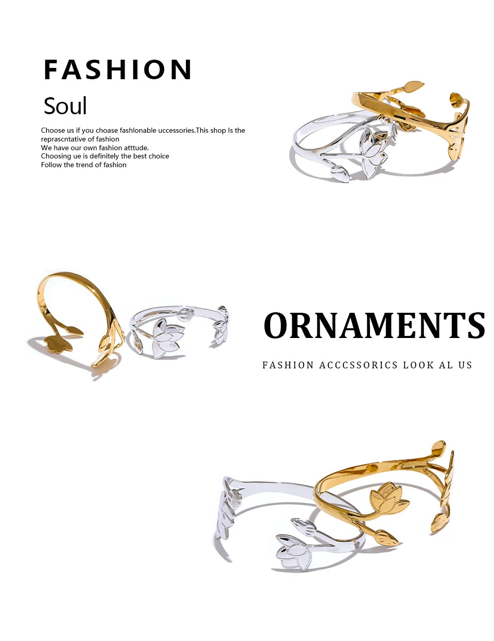 Botanical Open Cuff Bracelet