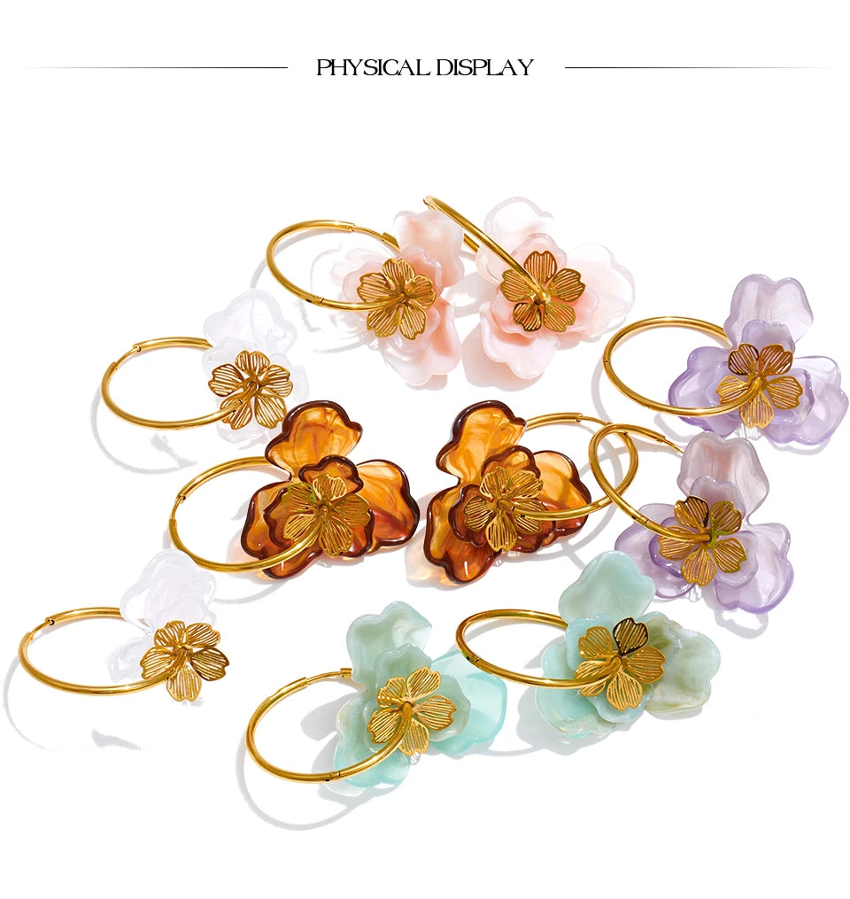 Amber Bloom Hoops