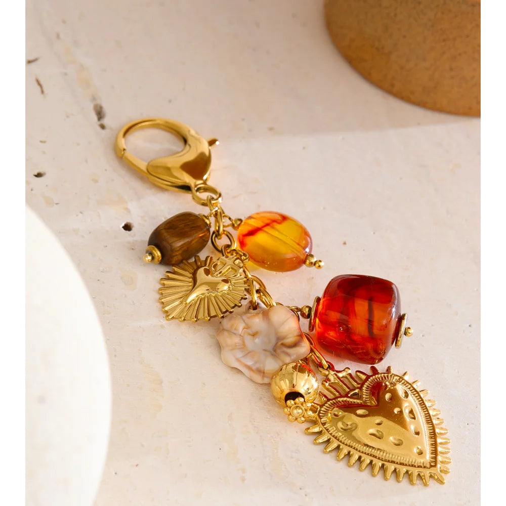 Stainless Resin Heart Chain Pendant Key Chain