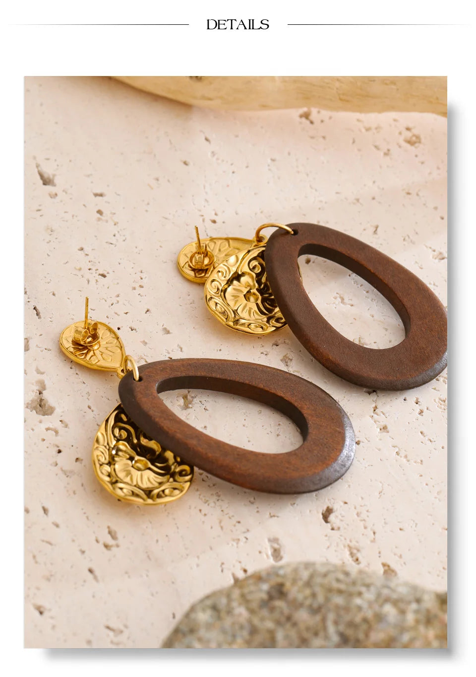 Ornate Wood Drop Earrings