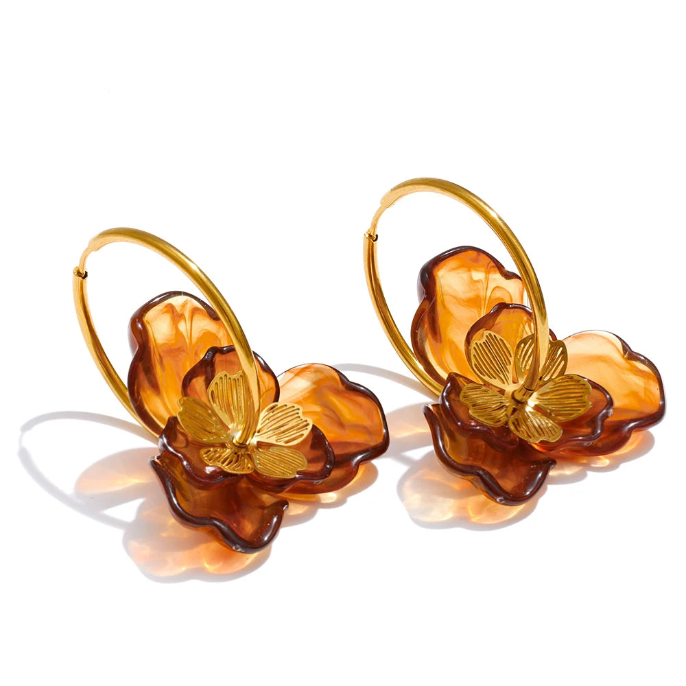 Amber Bloom Hoops