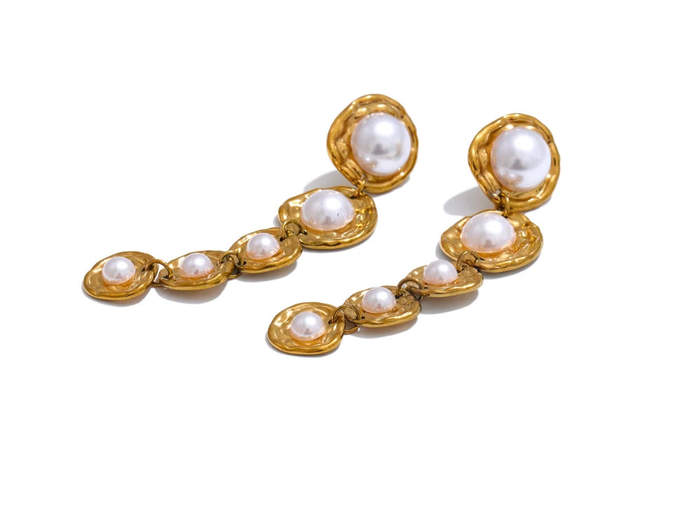 Golden Pearl Drop Earrings