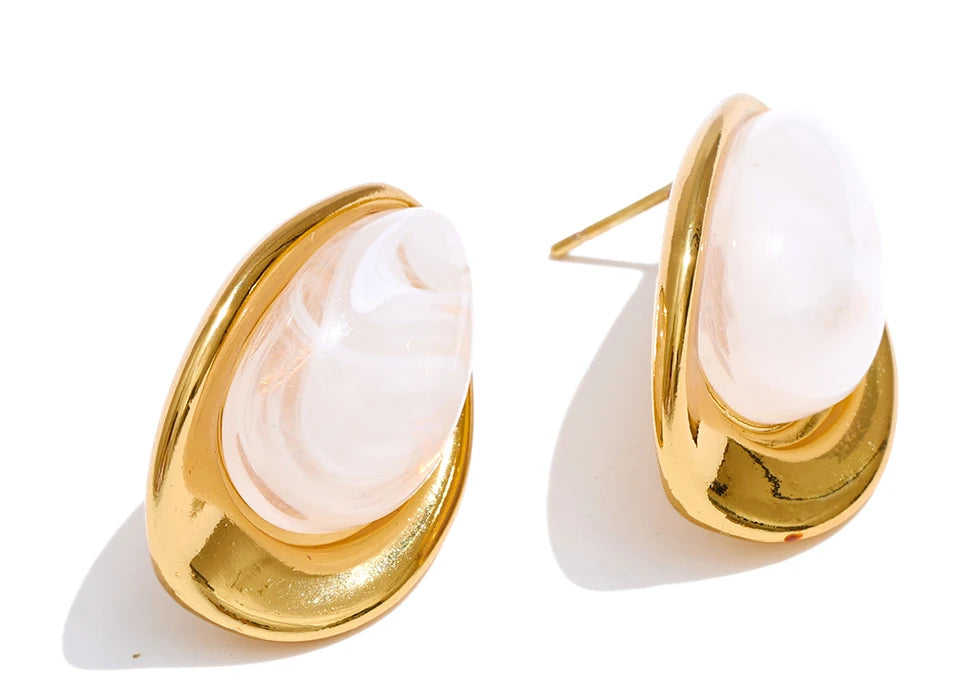 Golden Oval Glow Earrings
