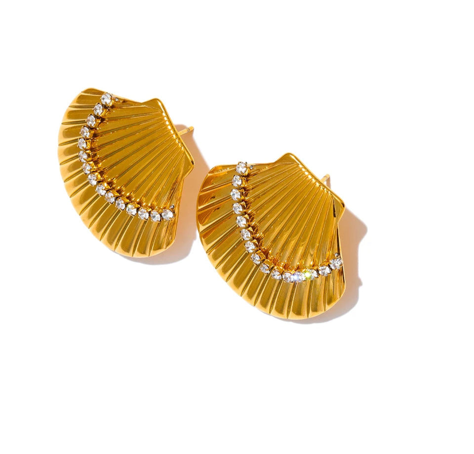 Golden Shell Stud Earrings