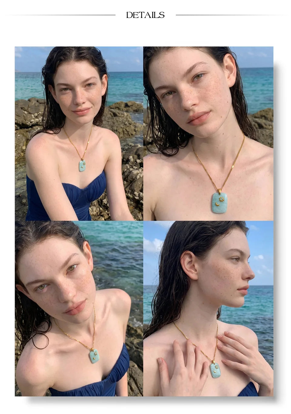 Pastel Stone Charm Necklace Set