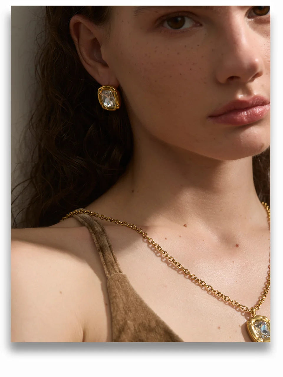 Framed Crystal Necklace &amp; Stud Set