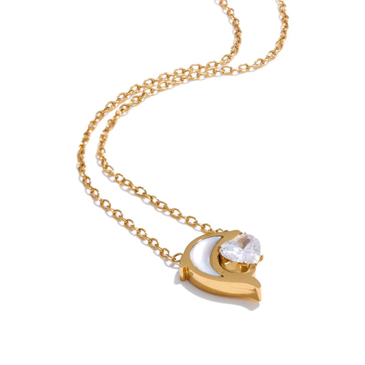 Crescent Moon & Crystal Necklace
