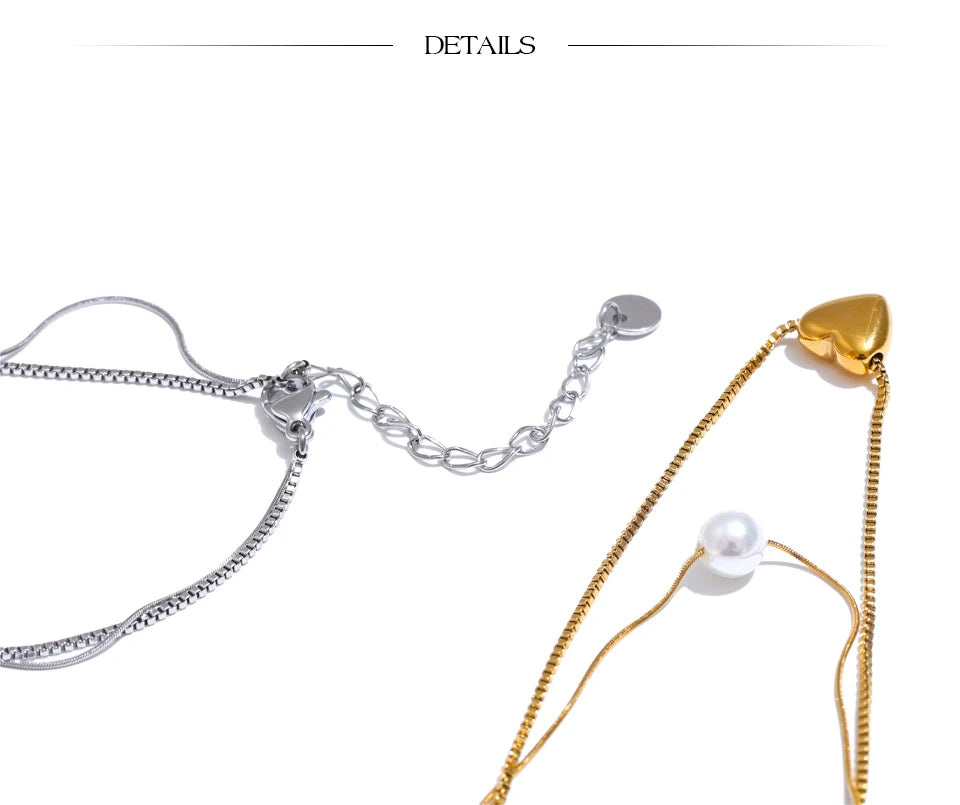 Heart & Pearl Duo Necklace