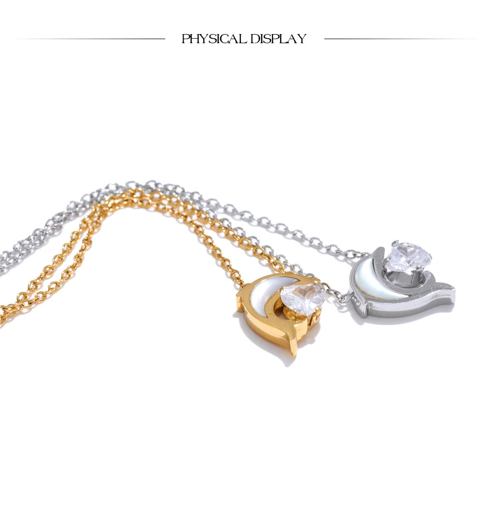 Crescent Moon & Crystal Necklace