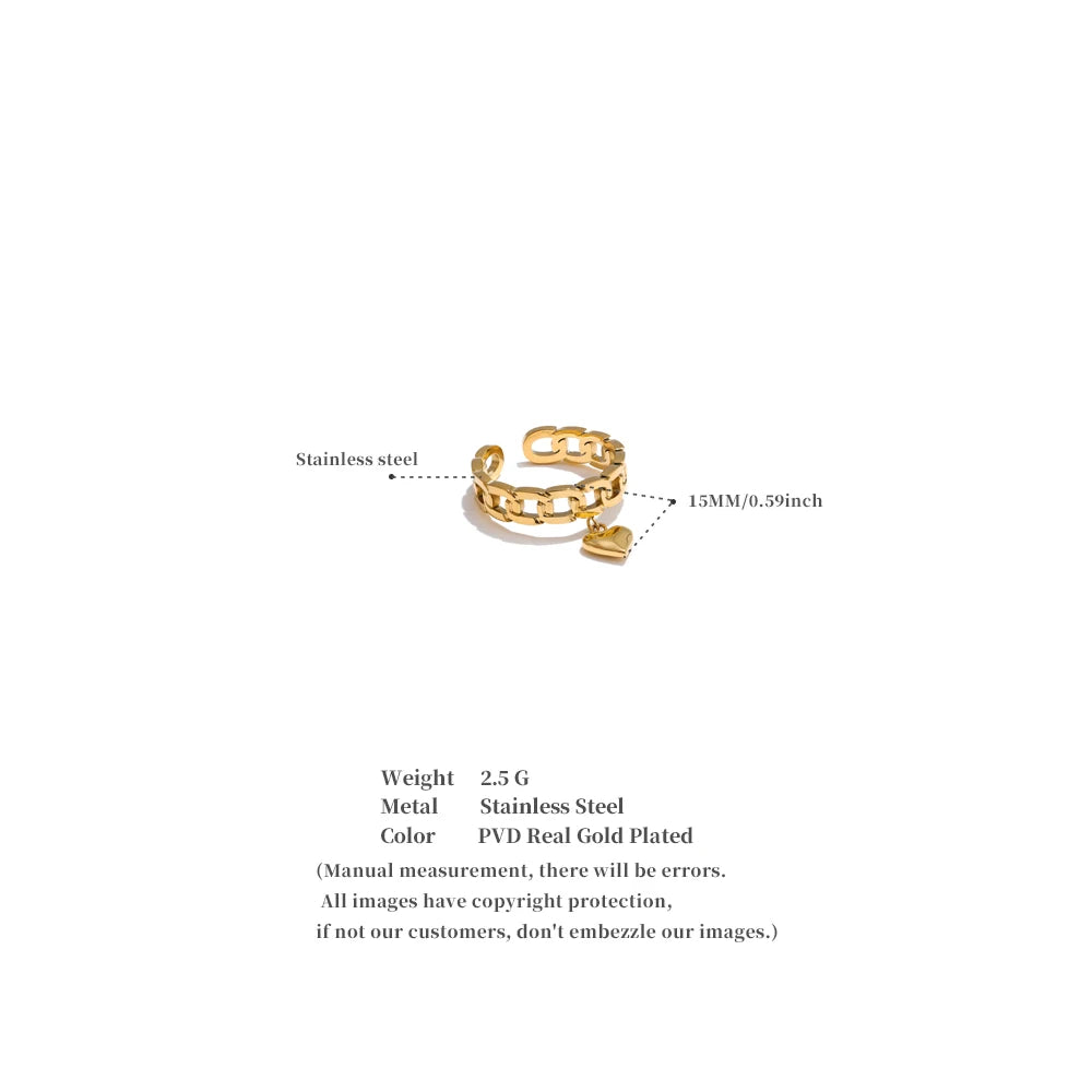 Romantic Heart Gold Ring