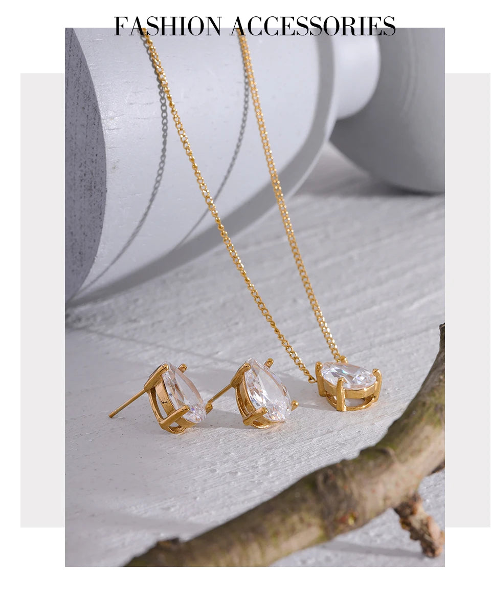 Pear Crystal Necklace