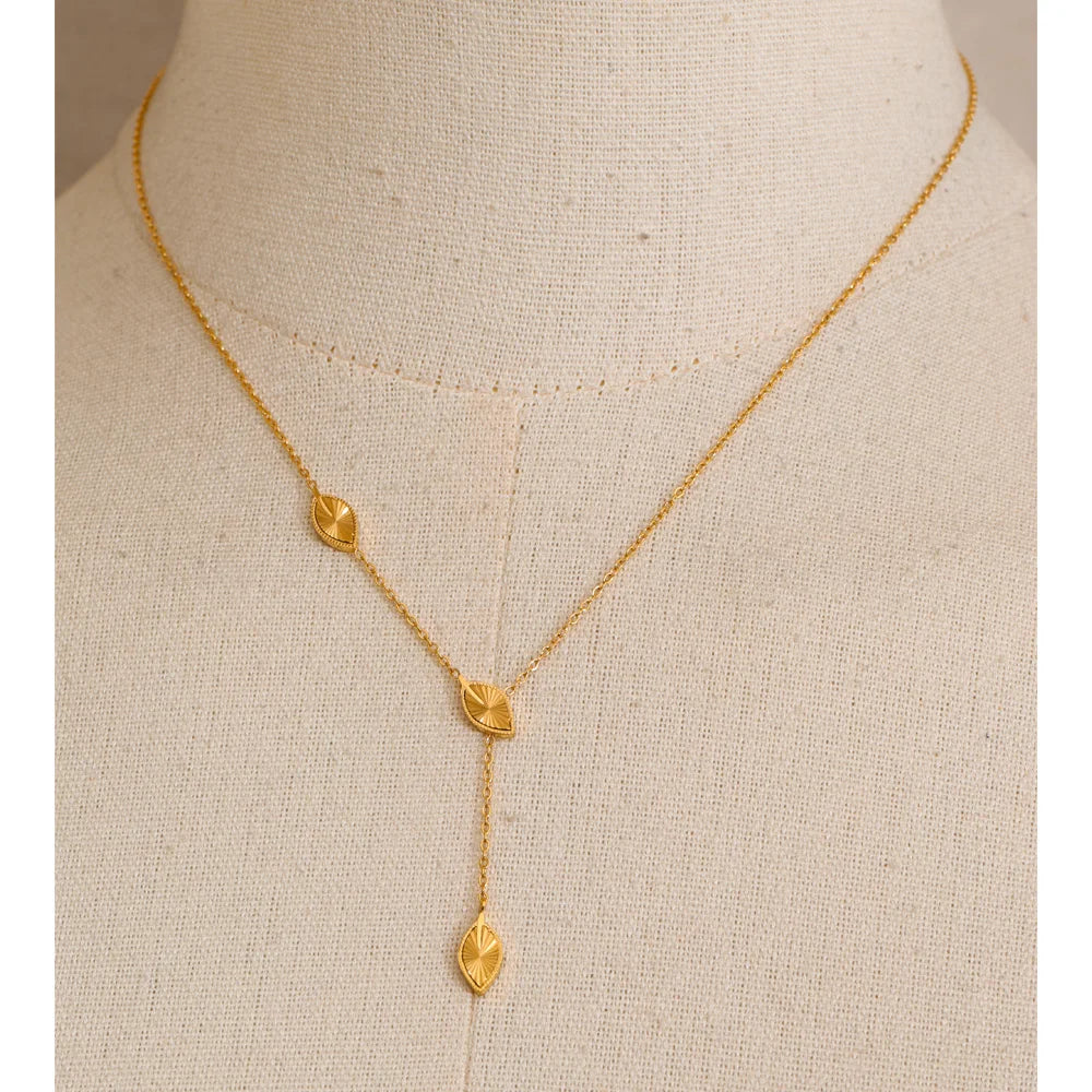 Golden Drop Lariat Necklace