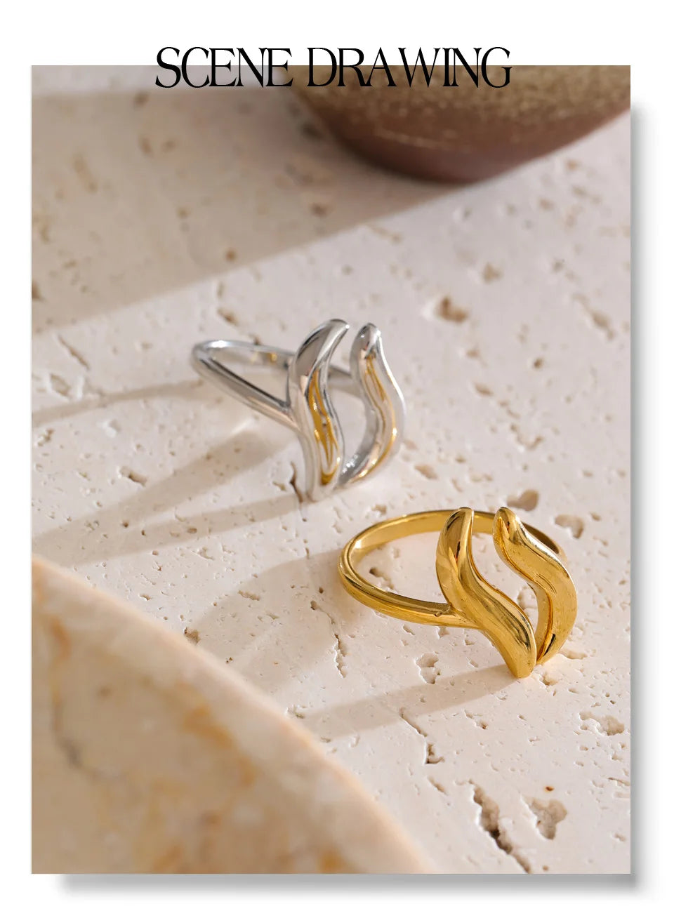 Fluid Wave Gold Ring