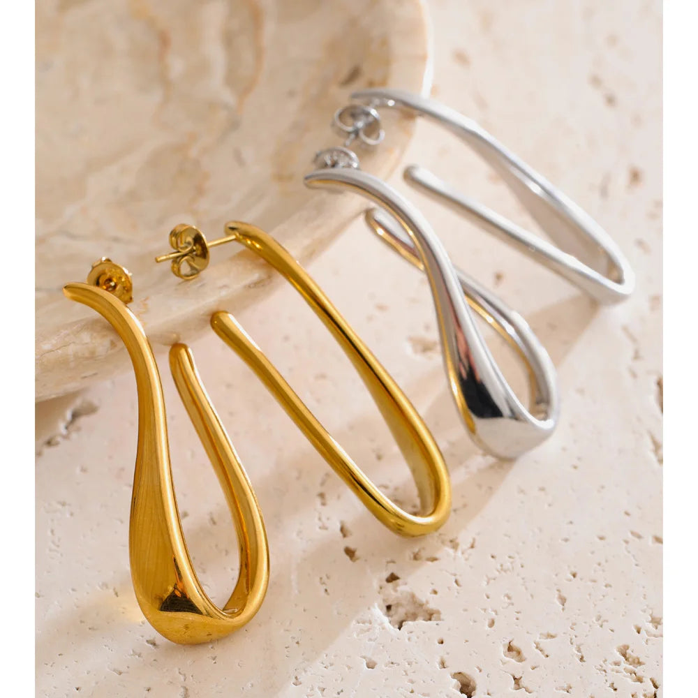 Sculptural Gold Drop Earrings